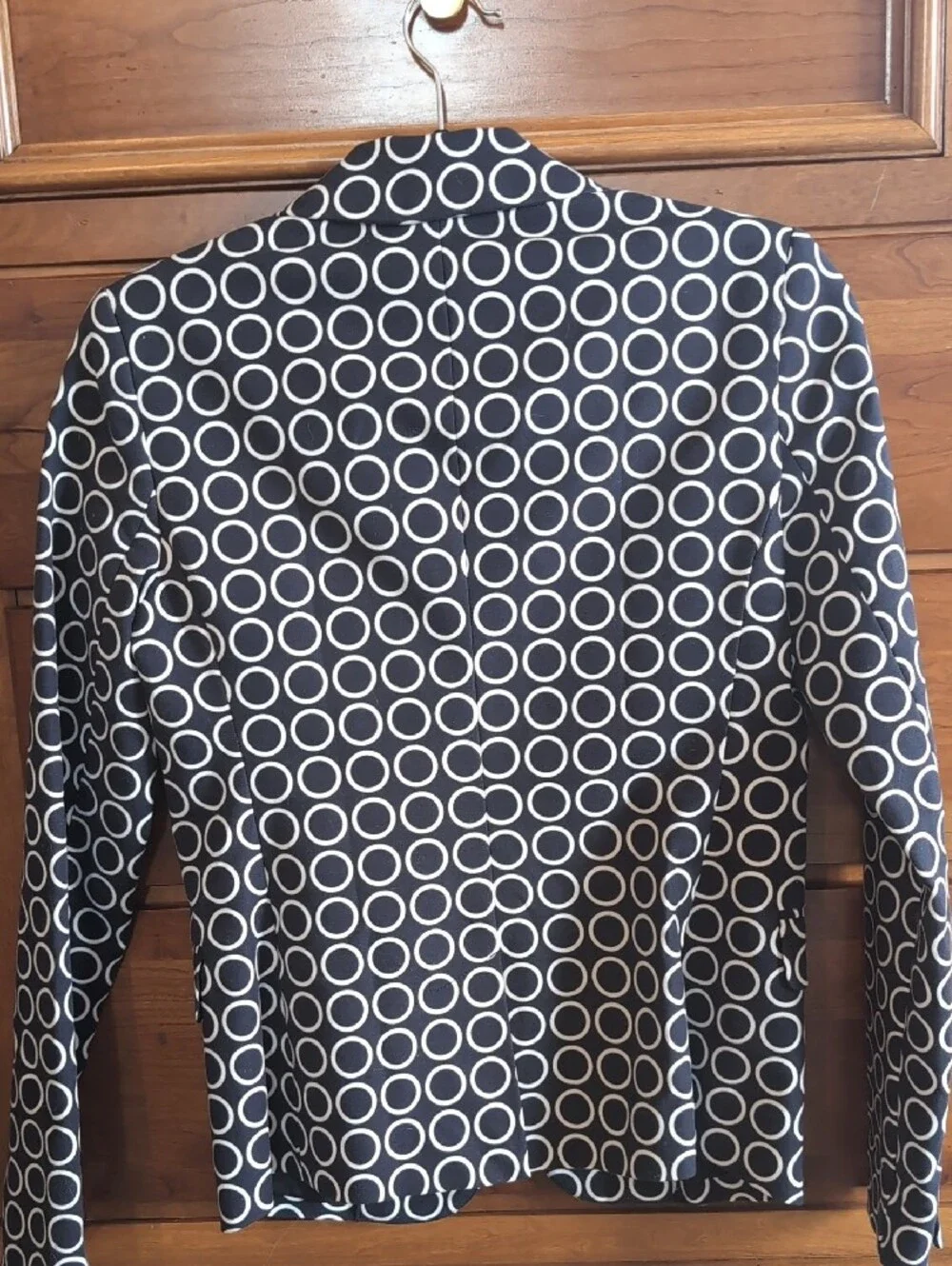 Michael Kors Fitted Black Blazer with White Circle Print